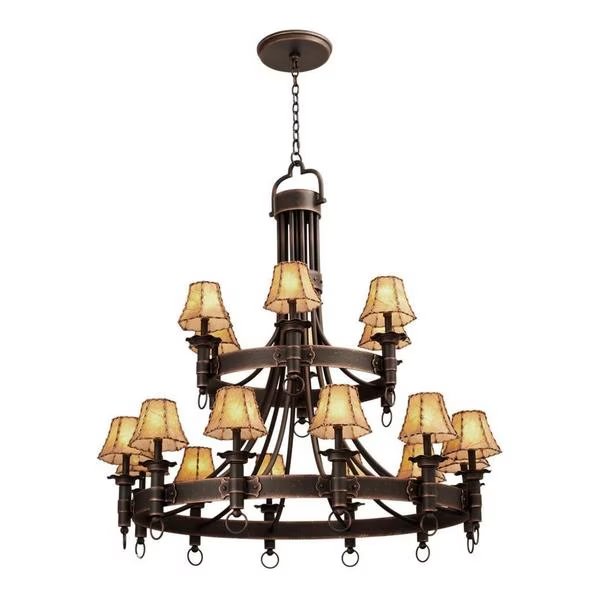 Eighteen Light Antique Copper Grey Glass Up Chandelier, Kalco, Mfr#: 4208AC/S46